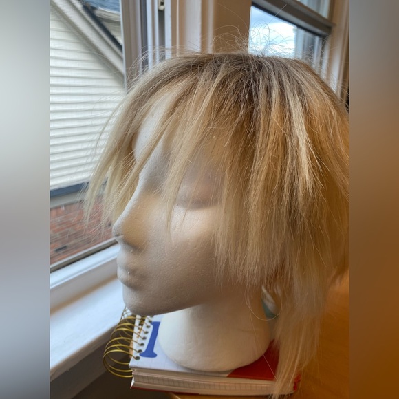 💯 REMY BLOND DARK ROOTS MESSY ROCKSTAR MULLET HUMAN HAIR WIG FULL CAP LACE FRONT - Picture 5 of 15